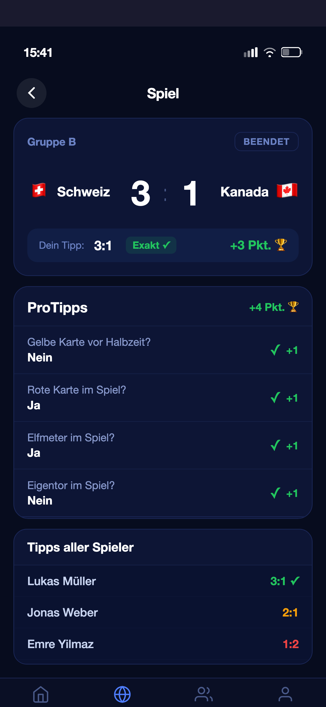 Beendetes WM Spiel – Ergebnis & Punkte – TeamTipp